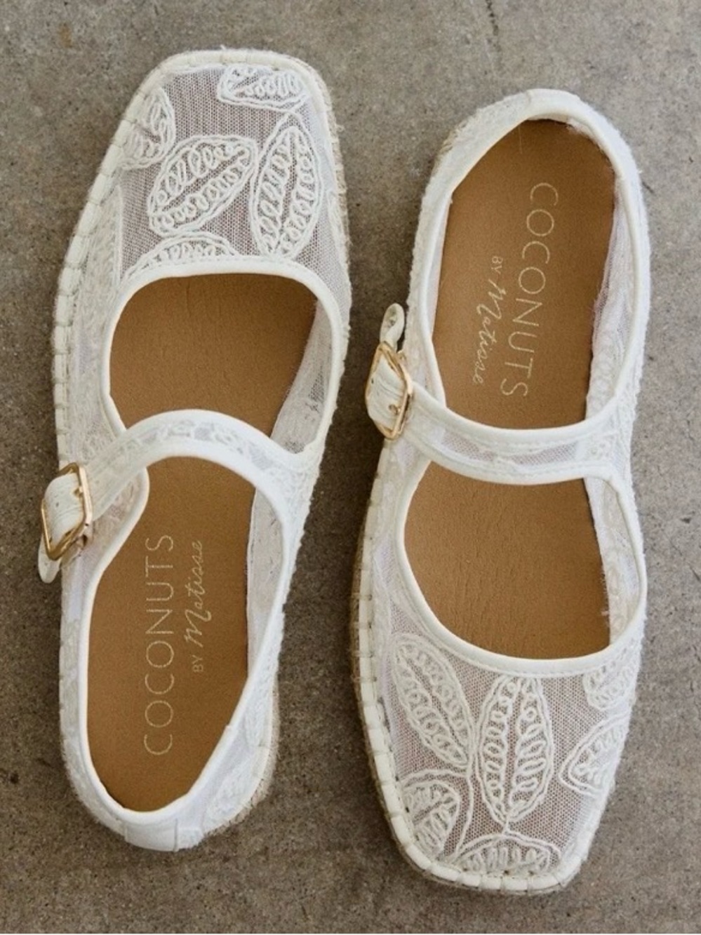 Coconuts by Matisse Cream Lace Mary Jane Espadrilles